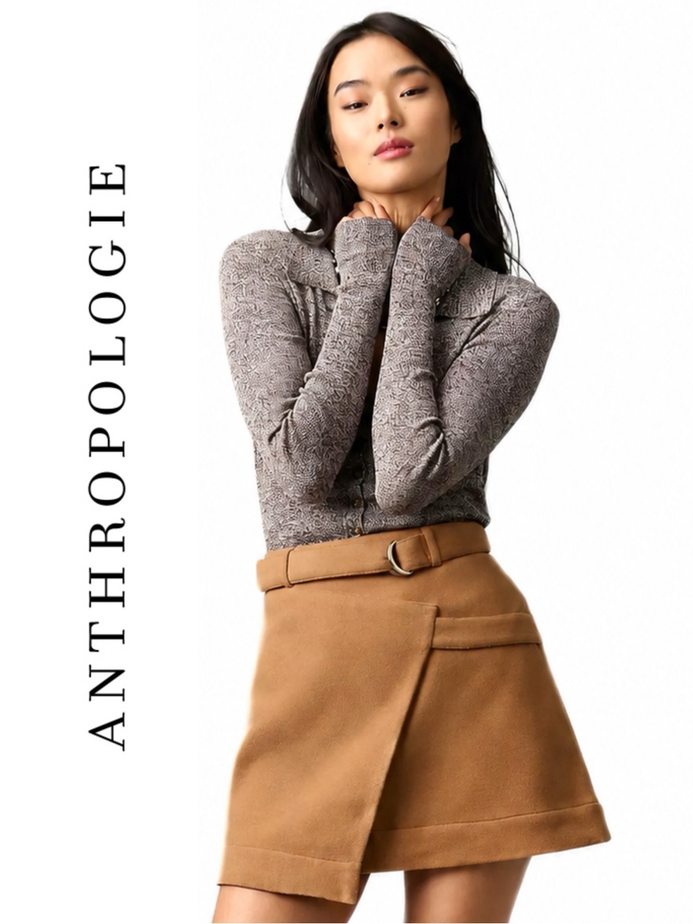 Anthropologie Maeve Belted Wrap Mini Skirt